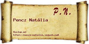 Pencz Natália névjegykártya